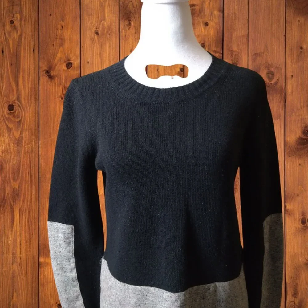 J.Crew With Cashmere Wool Blend Women's XS Black/Gray Pullover Sweater Two Tone